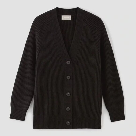 NWT Everlane Felted Merino Cocoon Cardigan in Black Boiled Wool